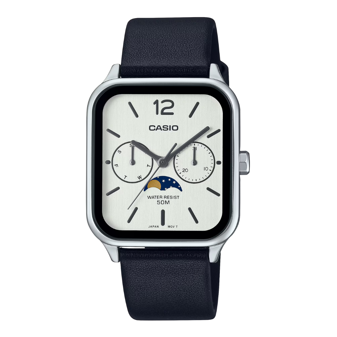 Reloj Casio Análogo MTP-M305L-7A Moonphase Correa de Cuero