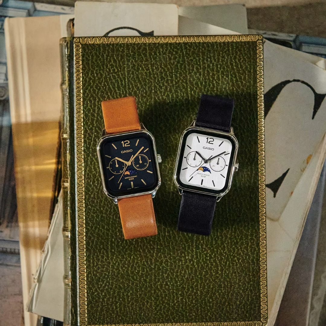 Reloj Casio Análogo MTP-M305L-7A Moonphase Correa de Cuero