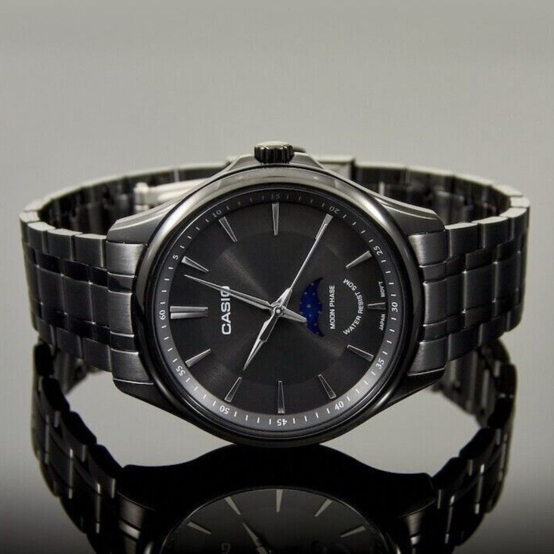 Reloj Casio Análogo MTP-M100B-1A Moonphase Acero 42mm