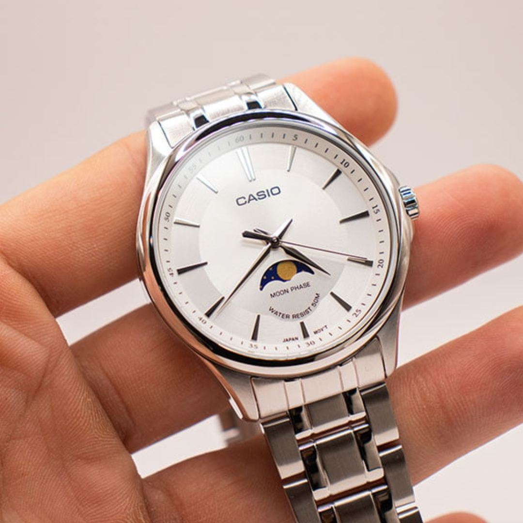 Reloj Casio Análogo MTP-M100D-7A Moonphase Acero