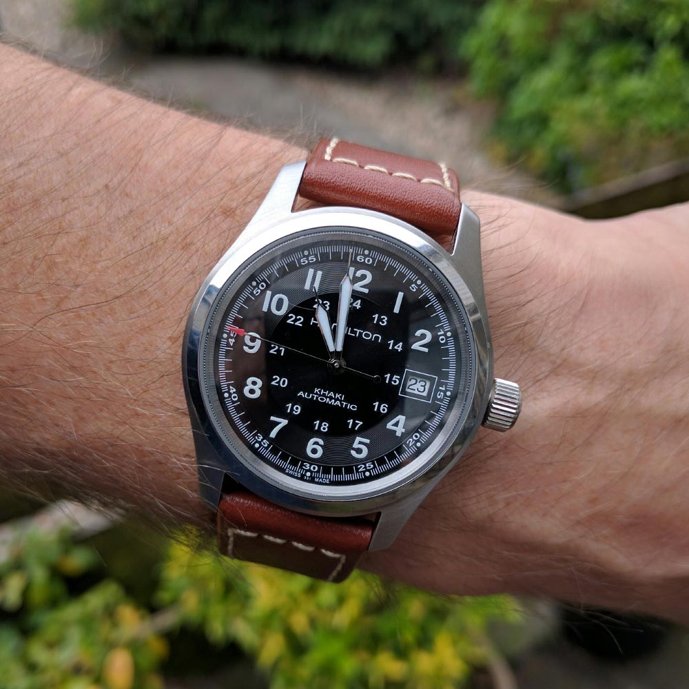 Reloj Hamilton H70455533 Khaki Field Automático 38mm Negro