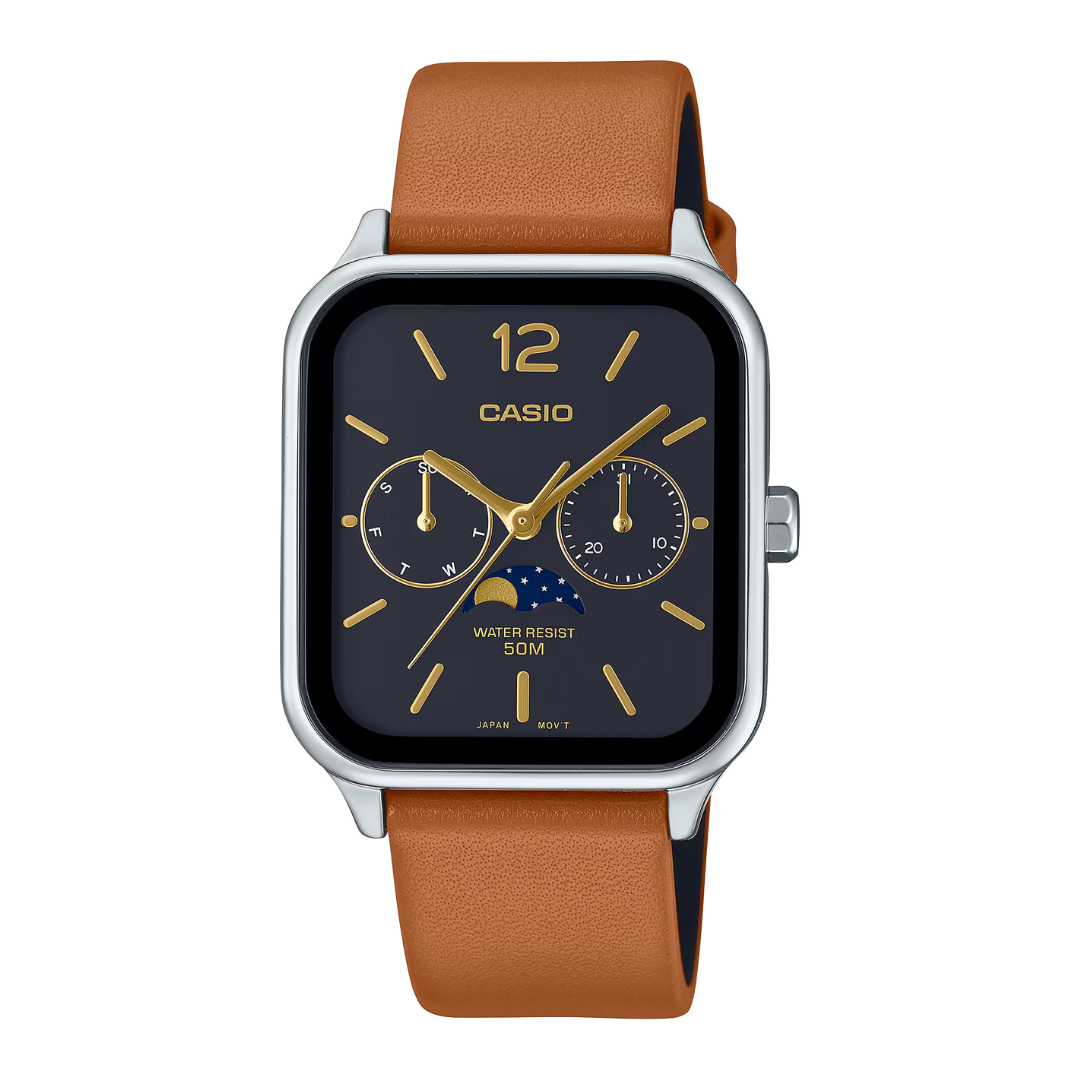 Reloj Casio Análogo MTP-M305L-1AV Moonphase Correa de Cuero