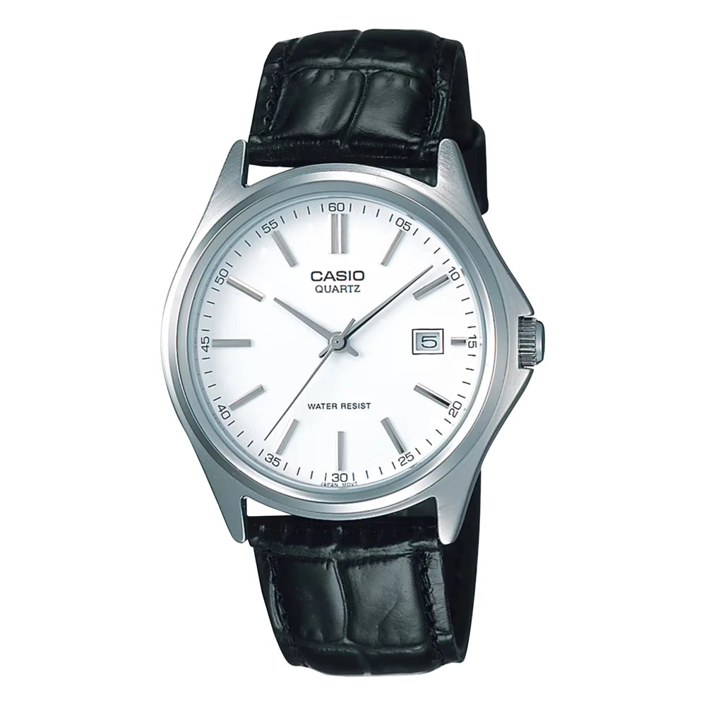 Reloj Casio Análogo MTP-1183E-7A Plateado Correa de Cuero