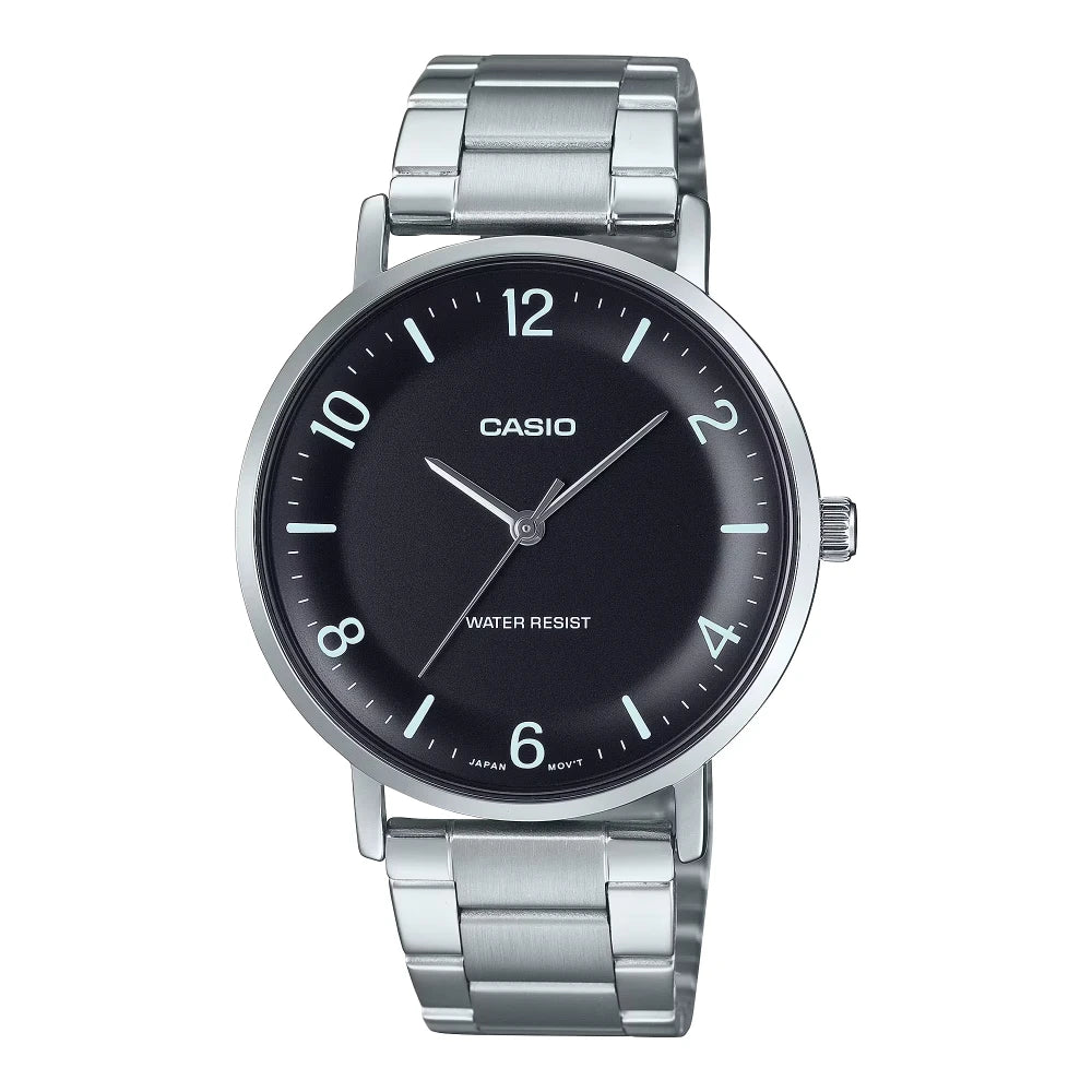 Reloj Casio Análogo MTP-VT03D-1B Dial Cóncavo Negro 40mm