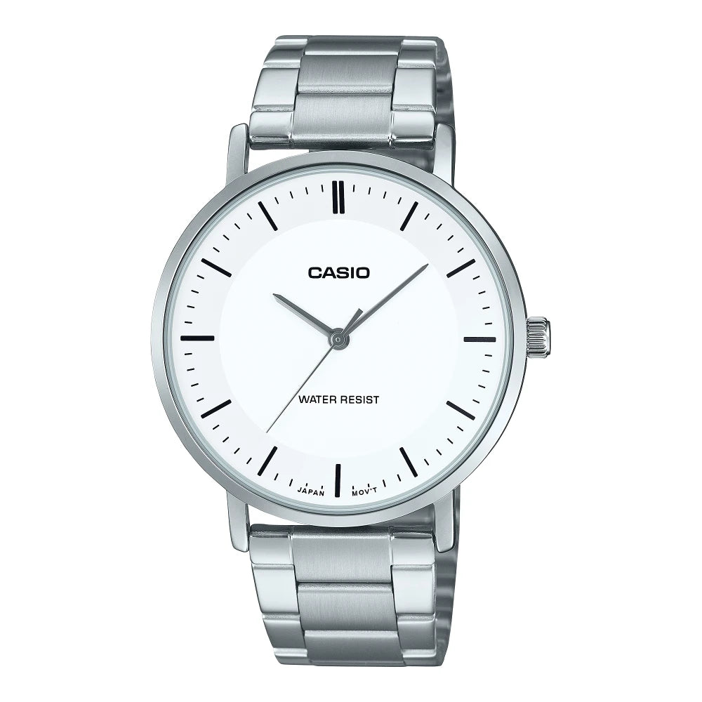 Reloj Casio Análogo MTP-VT04D-7E Dial Cóncavo Blanco 40mm