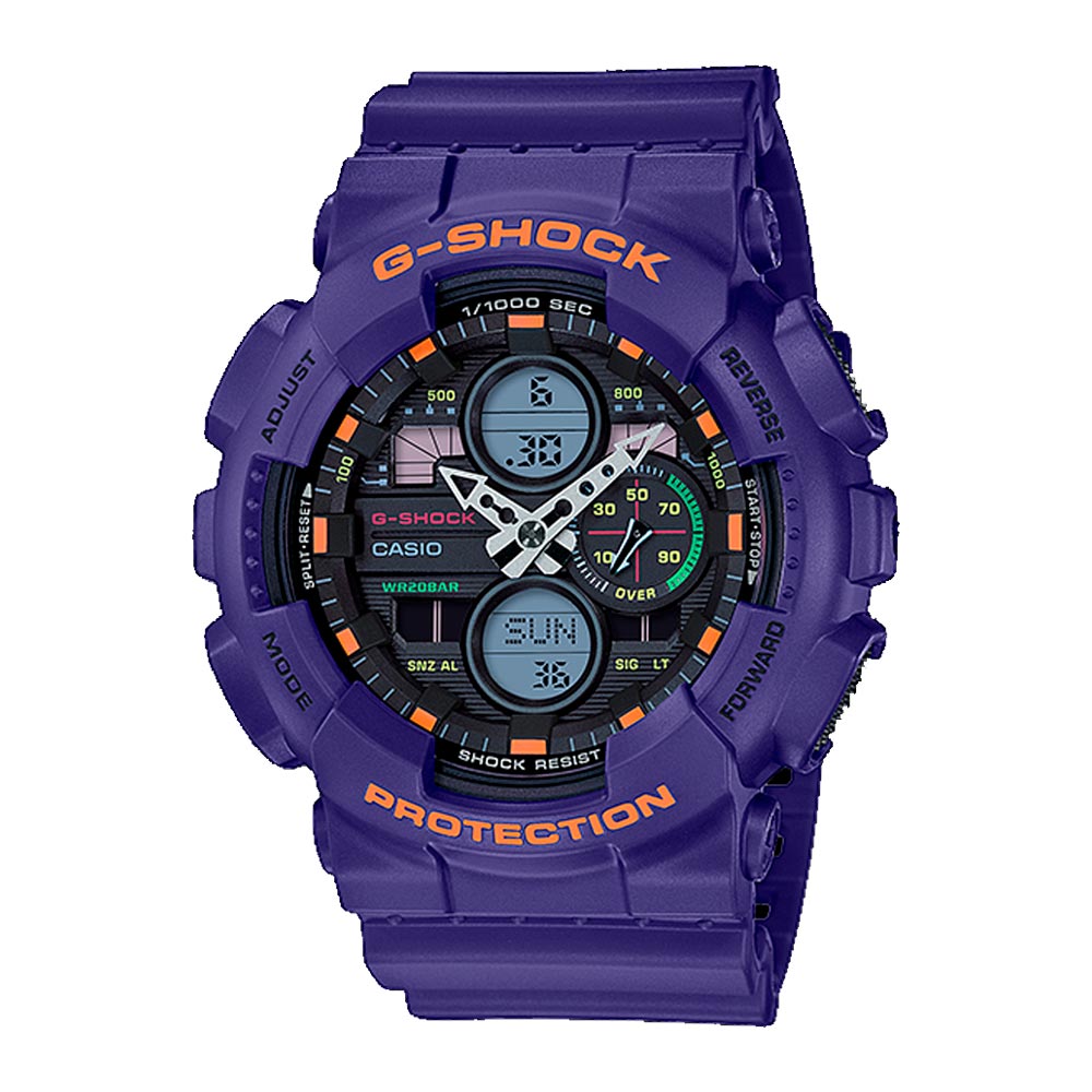 Reloj Casio G-Shock Vintage GA-140-6A Morado Dando la Hora