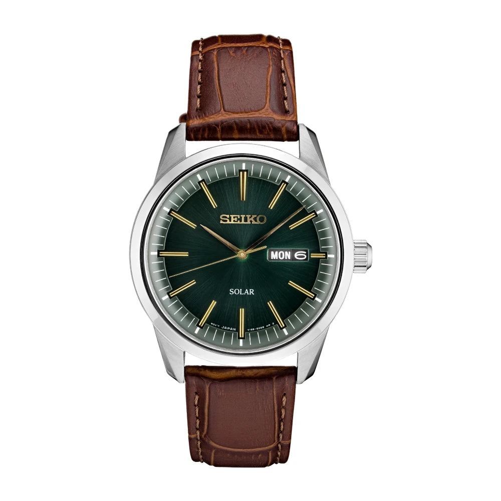 Reloj Seiko Essentials Solar SNE529 Zafiro 40mm Verde – Dando La Hora