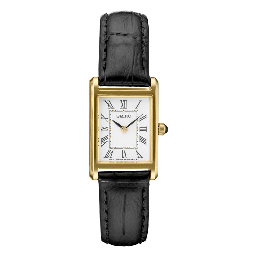 Reloj Seiko Tank Essentials SWR054 Blanco Dorado Mini – Dando La Hora