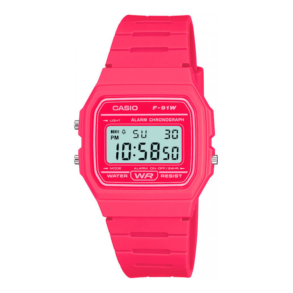 Reloj Casio Vintage F-91WC-4A Fucsia Digital Dando la Hora