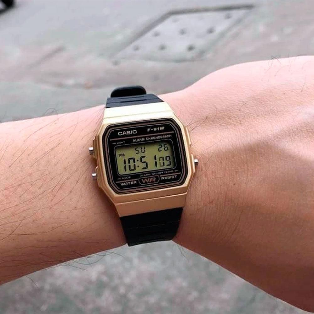 Reloj Casio Vintage F-91WM-9ADF Dorado/Negro - Dando la Hora