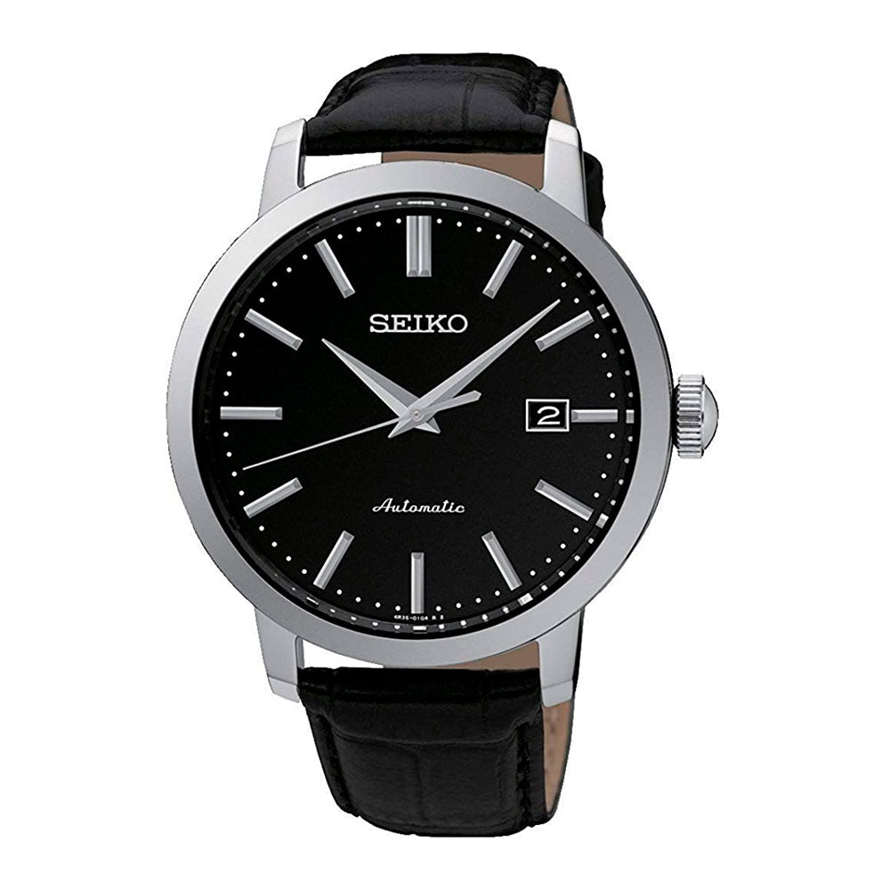 Reloj Seiko Automatic Análogo SRPA27K1 Negro Cuero 42mm Dando la