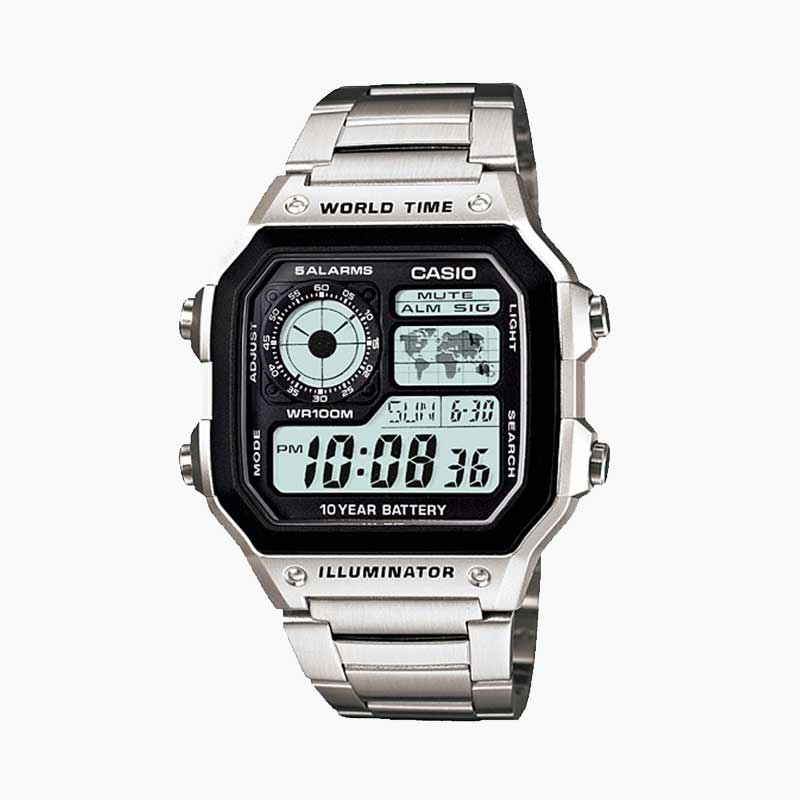 Reloj World Time Royale Casio Vintage AE-1200WHD-1AVDF Plateado