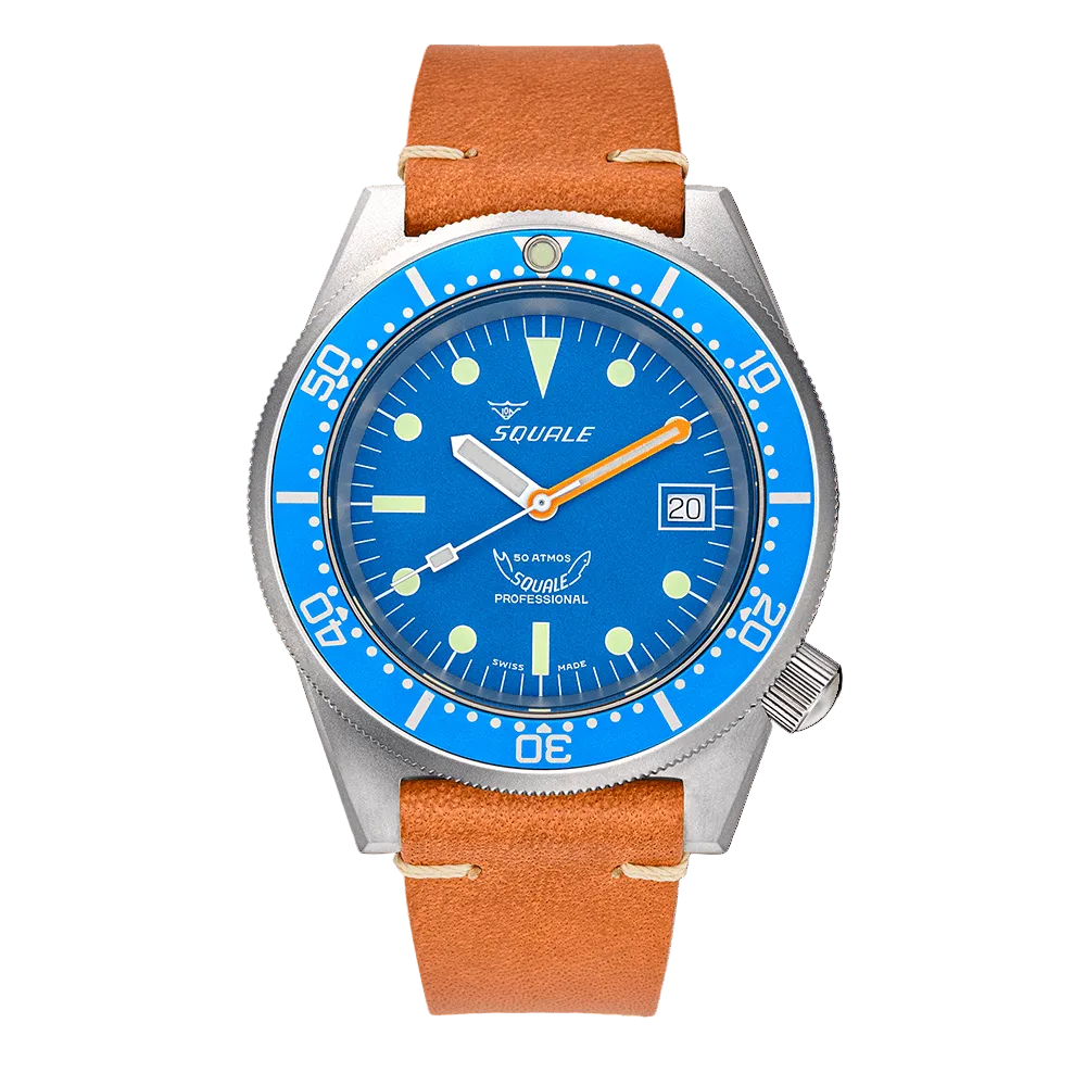 Reloj de buceo Squale 1521BLUEBL.PC Azul Correa de Cuero 42mm