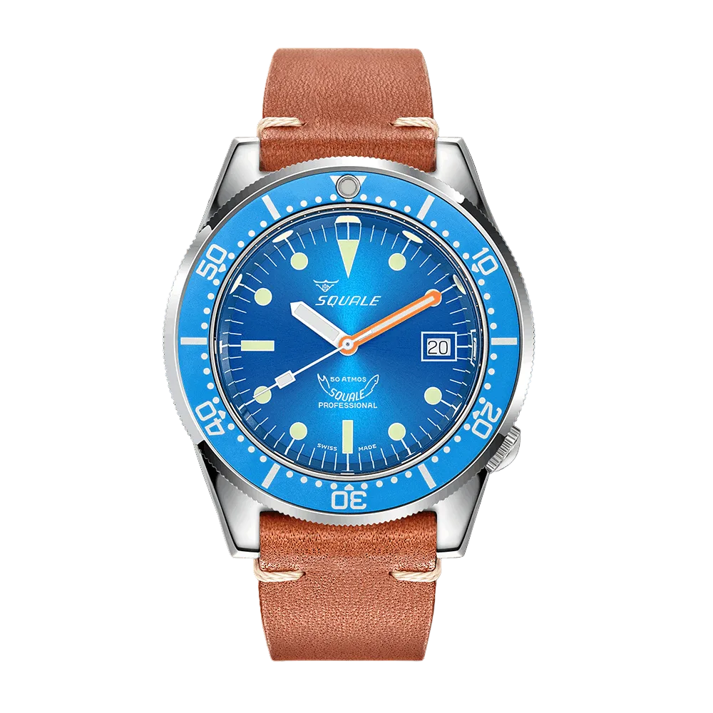 Reloj de buceo Squale "Sunray Blue" 1521OCN.PC Azul Correa de Cuero 42 mm