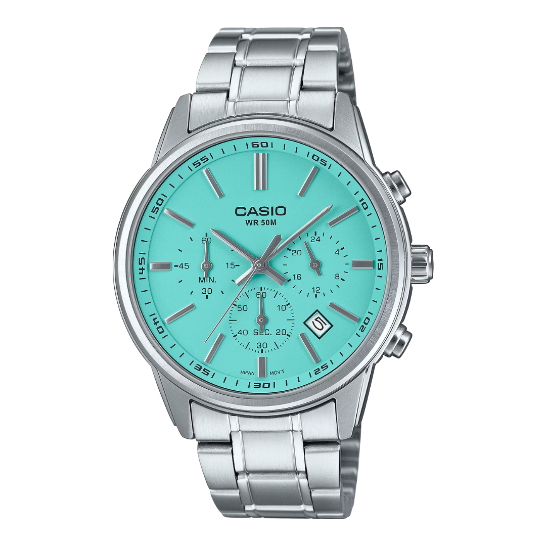 Reloj Casio Análogo MTP-E515D-2A2 Chronograph Tiffany 41mm