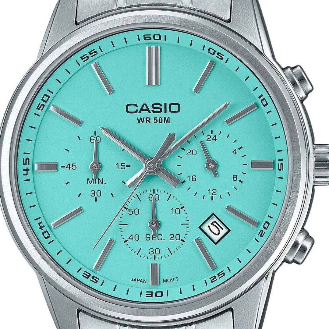 Reloj Casio Análogo MTP-E515D-2A2 Chronograph Tiffany 41mm