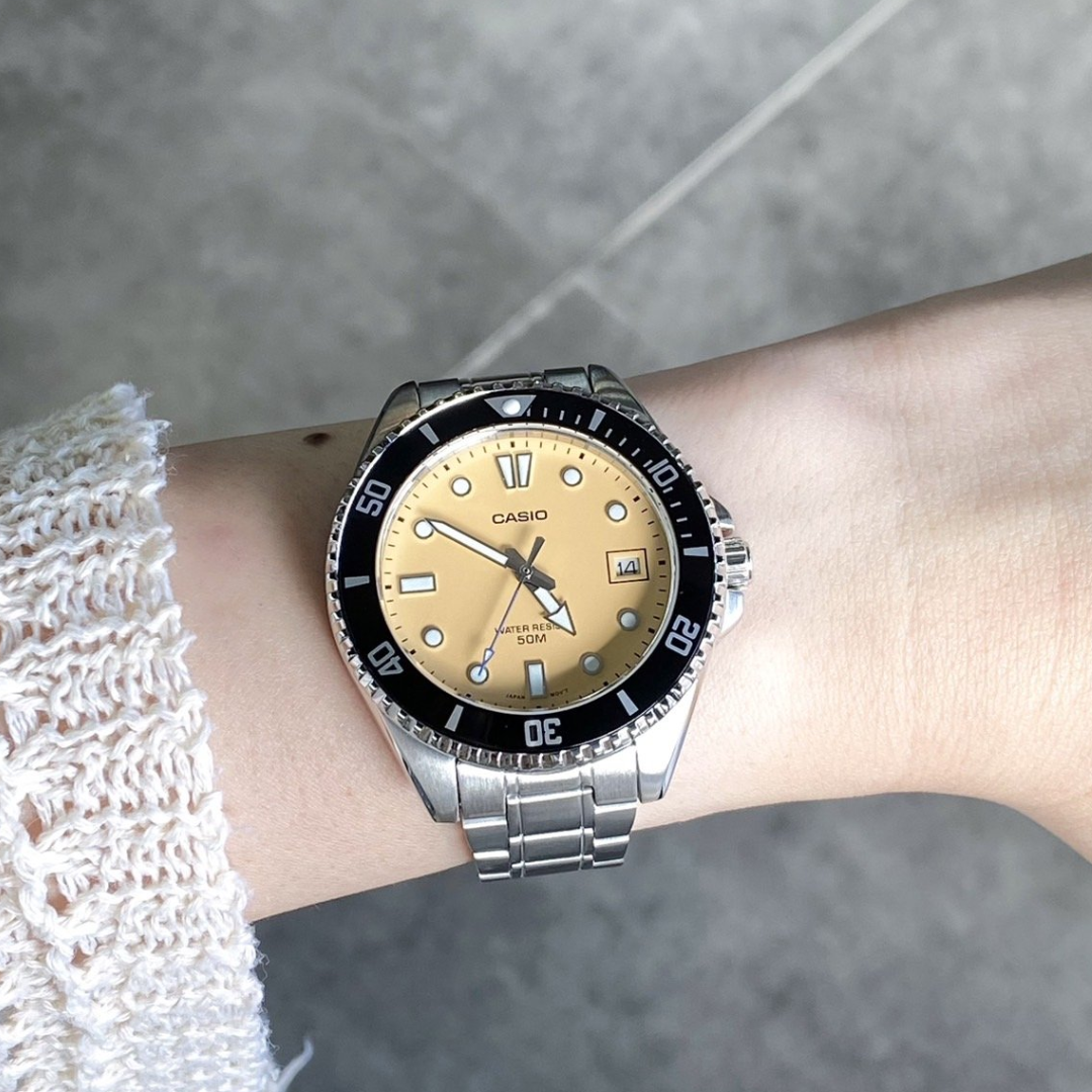 Reloj Casio Mini Marlin Duro MDV-10D-4A2 Beige - Dando la Hora - Dando ...