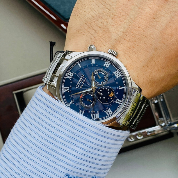 Reloj Citizen AP1050-81L Eco Drive Moonphase Sapphire Made in Japan 42mm