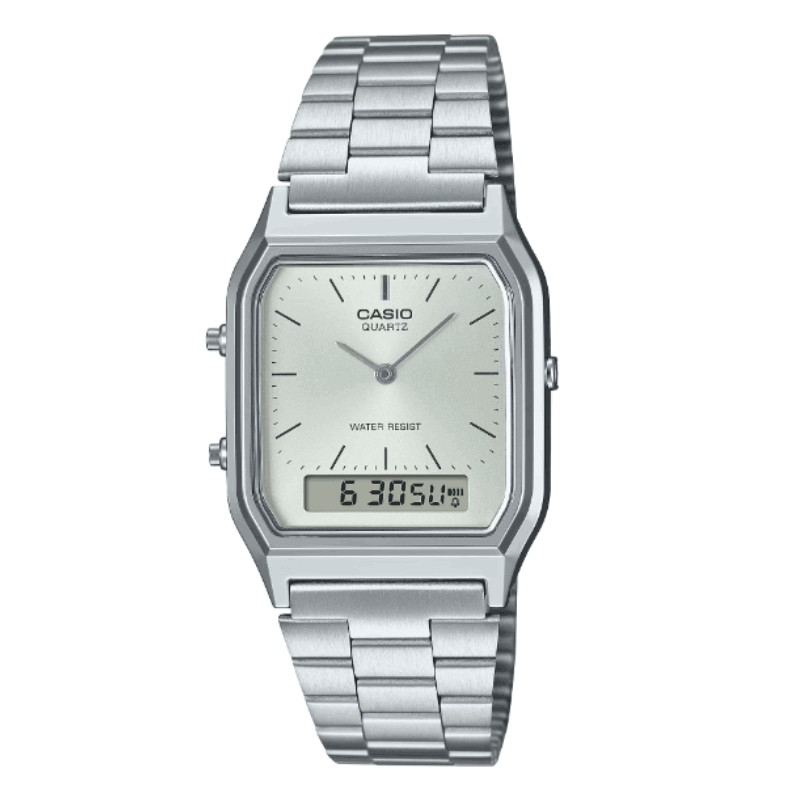 Reloj Casio Vintage AQ-230A-7AMQY Analogo Digital Plateado