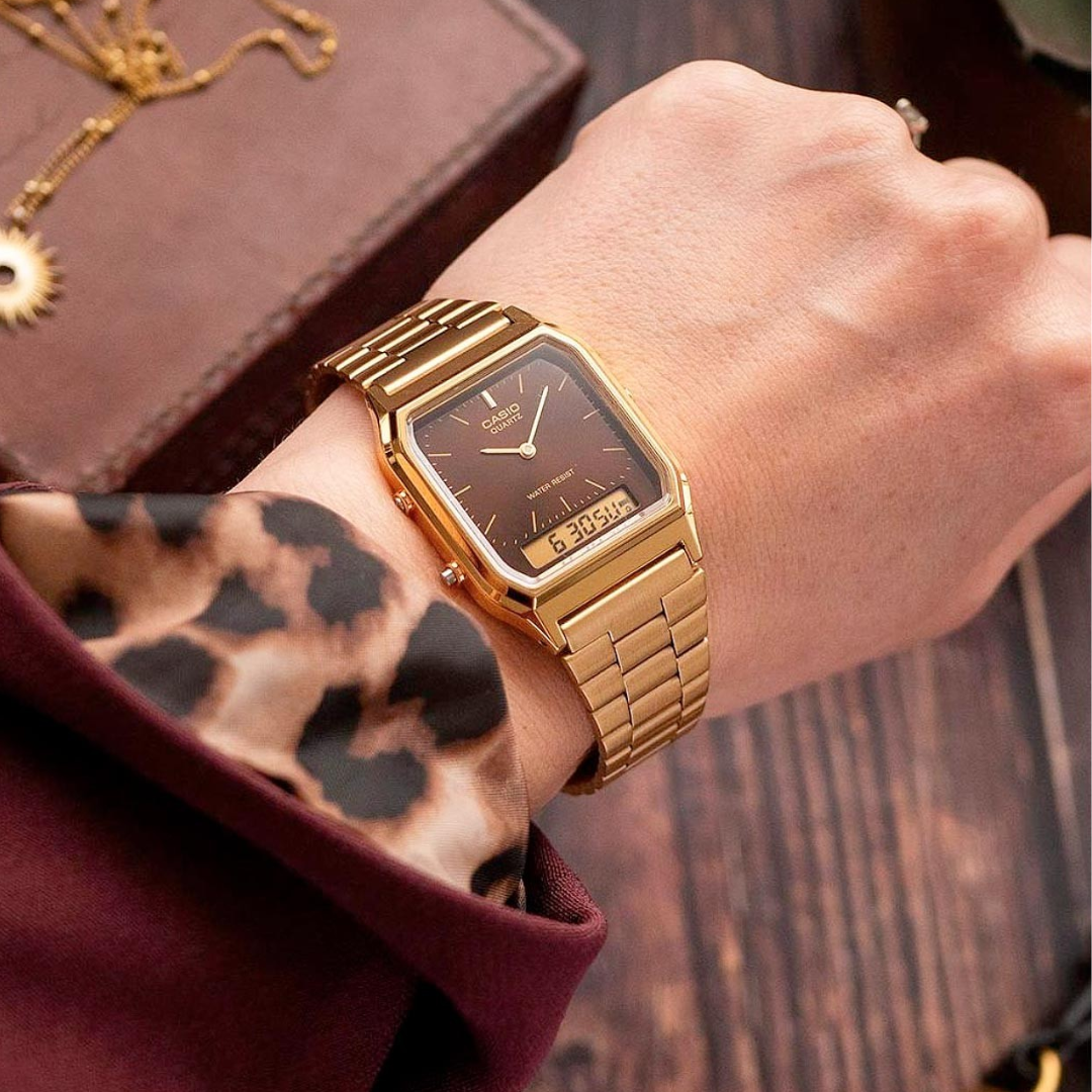 Reloj Casio Vintage AQ-230GA-5A Dorado Numérico - Dando la Hora