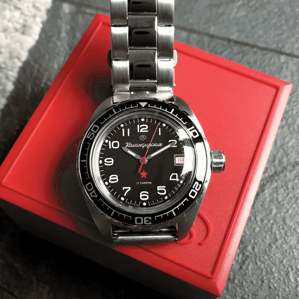 Vostok Komandirskie 2416 - Orologio Meccanico Automatico Russo, 200m Impermeabile, Acciaio Inox