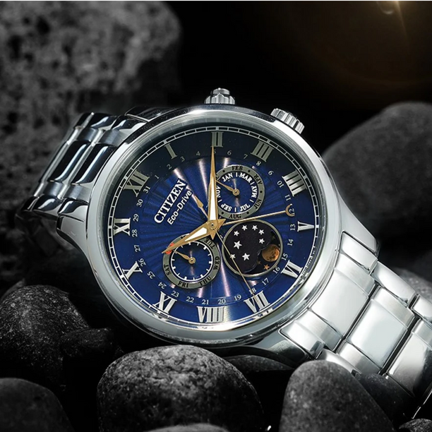 Reloj Citizen AP1050-81L Eco Drive Moonphase Sapphire Made in Japan 42mm