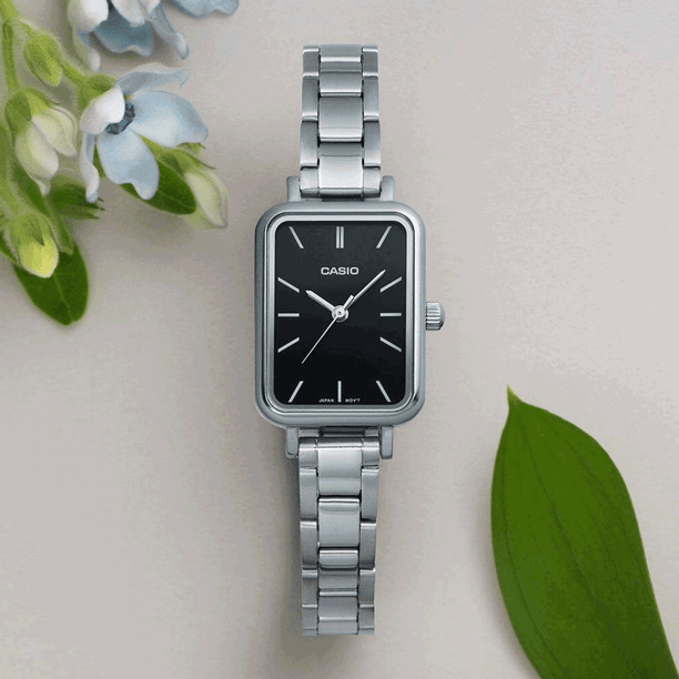 Reloj Casio Tank Análogo LTP-V009D-1E Acero Dial Negro