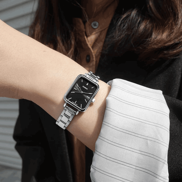 Reloj Casio Tank Análogo LTP-V009D-1E Acero Dial Negro