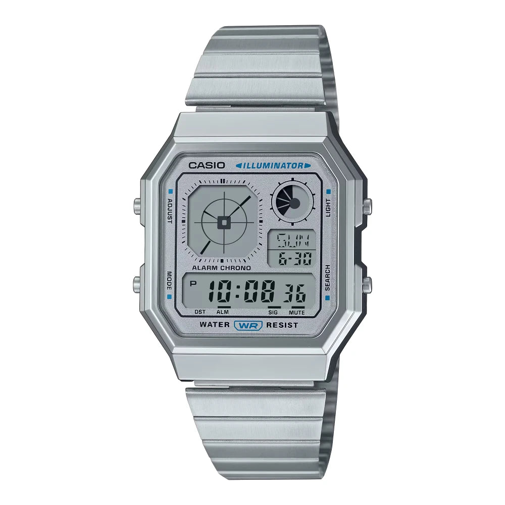 Reloj Casio Vintage A130WE-7A Nuevo Twin-Graph Plateado
