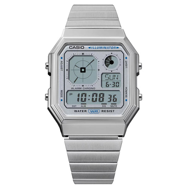 Reloj Casio Vintage A130WE-7A Nuevo Twin-Graph Plateado
