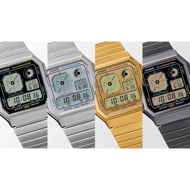Reloj Casio Vintage A130WE-7A Nuevo Twin-Graph Plateado