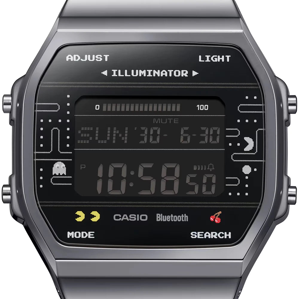 Reloj Casio Vintage  ABL-100WEPC-1B Pac-Man Plateado