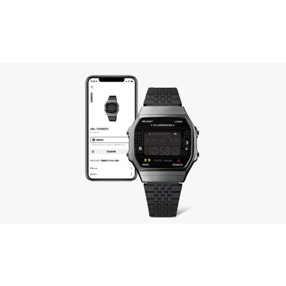 Reloj Casio Vintage  ABL-100WEPC-1B Pac-Man Plateado