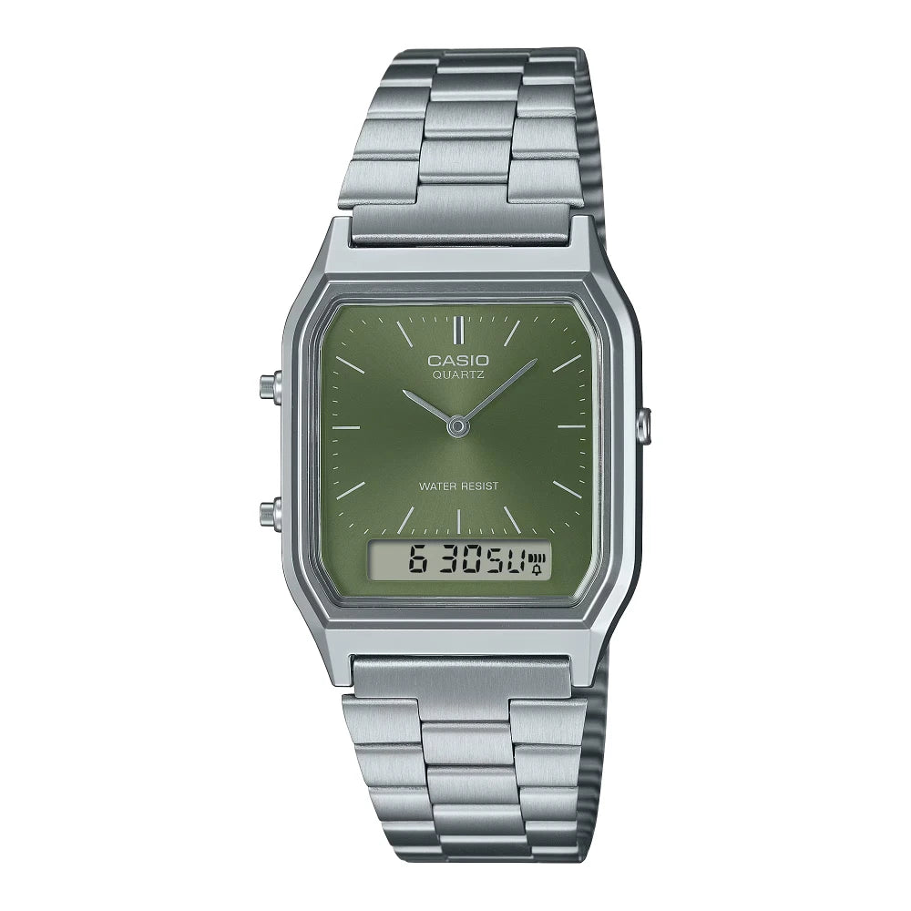 Reloj Casio Vintage  AQ-230A-3A Análogo Digital Verde