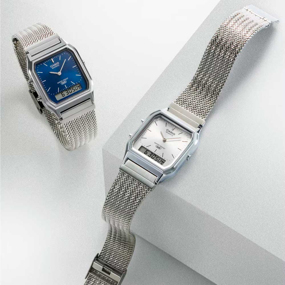 Reloj Casio Vintage AQ-230EM-7A Plateado Milanese