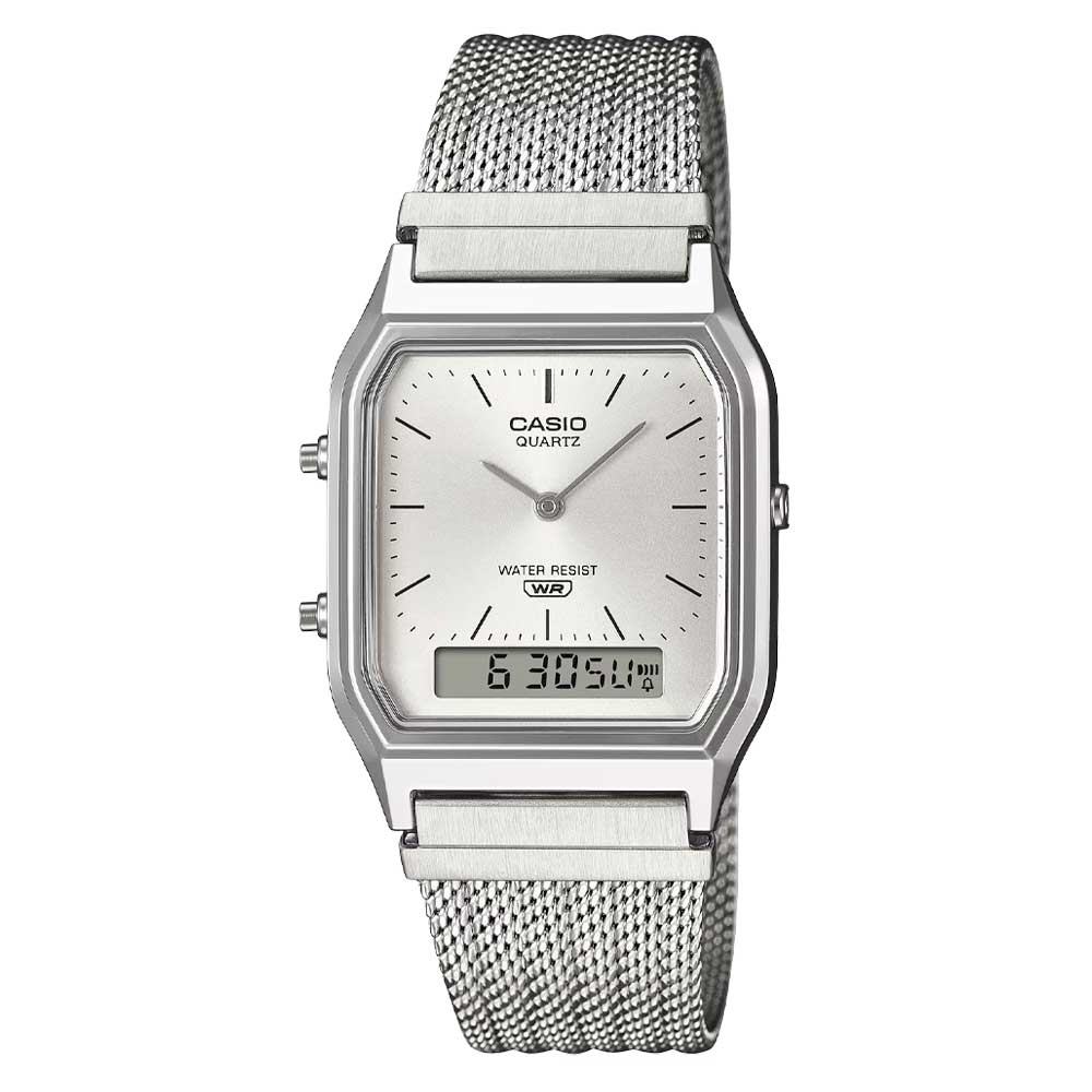 Reloj Casio Vintage AQ-230EM-7A Plateado Milanese