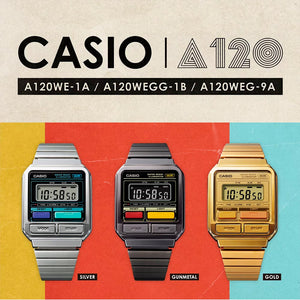 Reloj Casio Vintage A120WEGG-1BDF Plateado - Dando la Hora