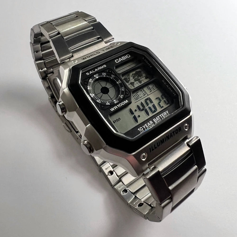 Reloj World Time Royale Casio Vintage AE-1200WHD-1AVDF Plateado SEGUNDA MANO