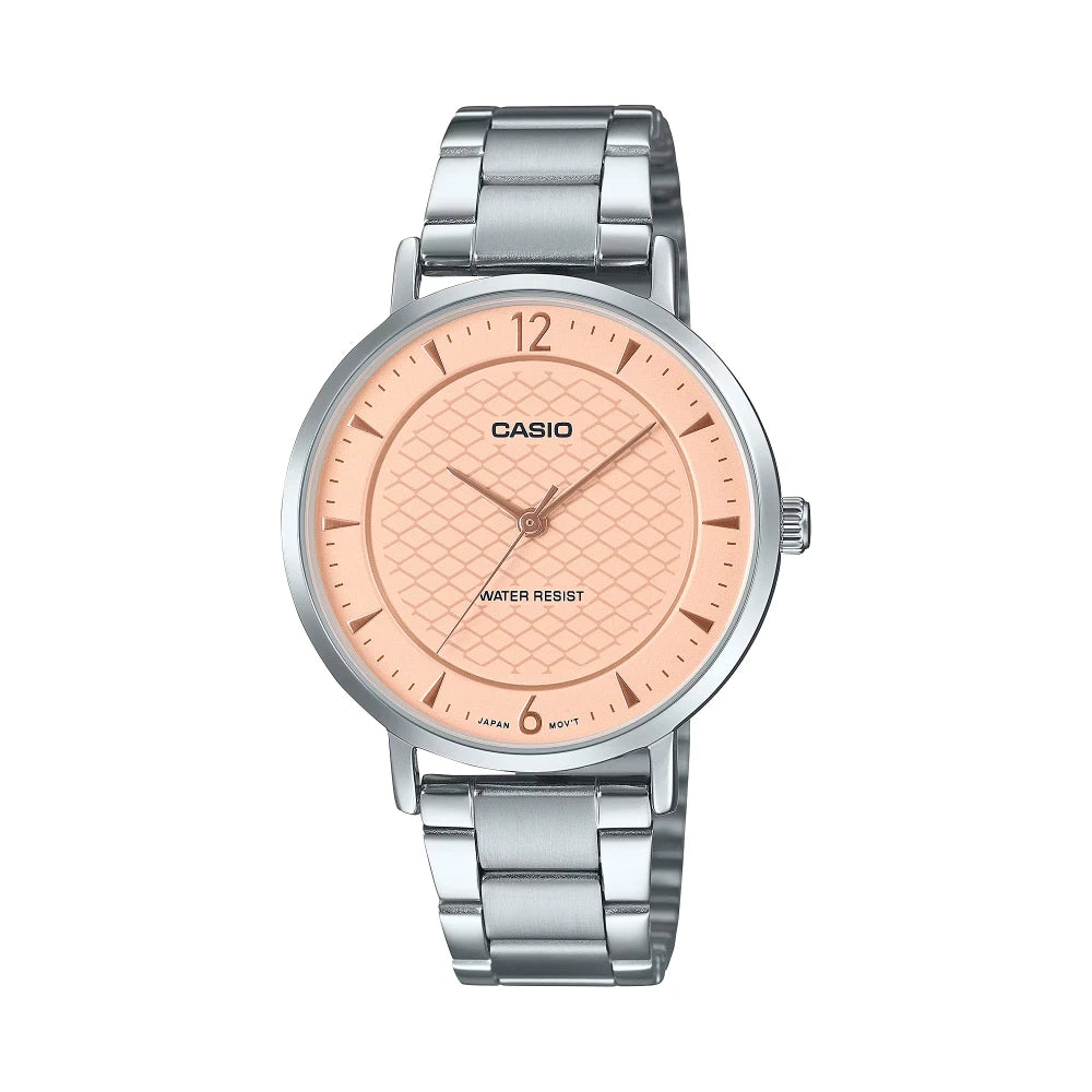 Reloj Casio Análogo  LTP-VT04D-4A Doble Dial Rosado 34mm