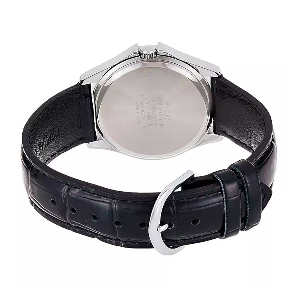 Reloj Casio Análogo MTP-1183E-7B Plateado Correa de Cuero Números
