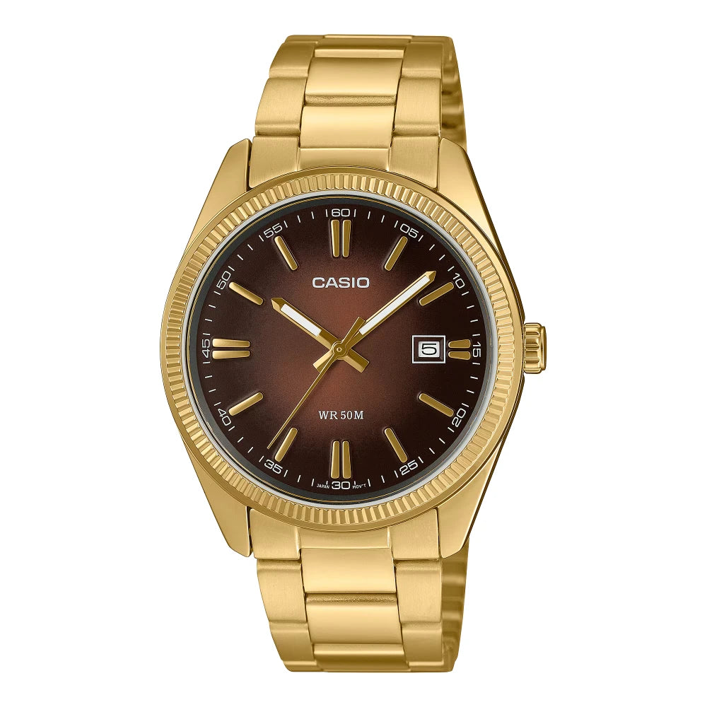 Reloj Casio Análogo MTP-1302PGC-5AV Dorado/Café 38,5mm
