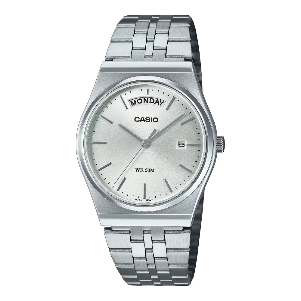Reloj Casio Análogo MTP-B146D-7A Calendario Superior Plateado
