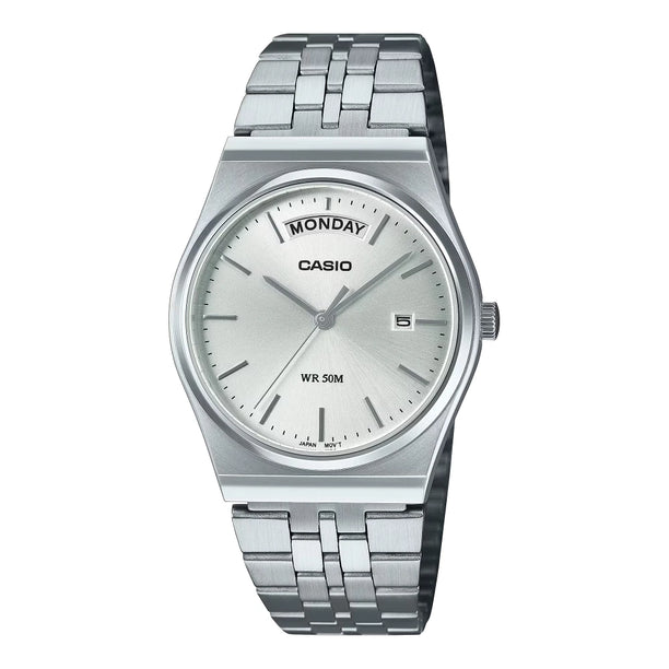 Reloj Casio Análogo MTP-B146D-7A Calendario Superior Plateado