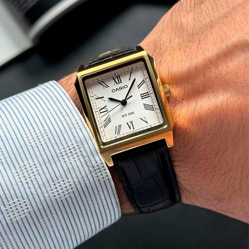 Reloj Casio Tank Análogo MTP-B190GL-7BV Caja Acero Dorado – Dando La Hora