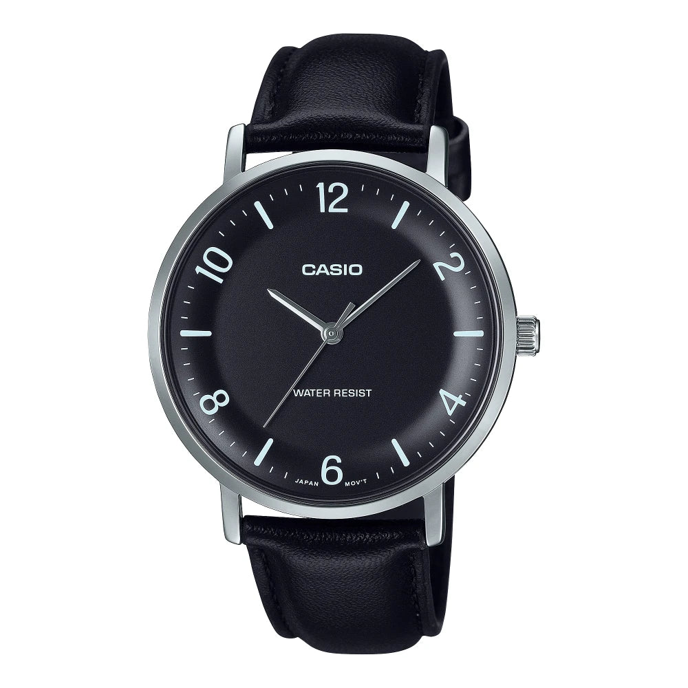 Reloj Casio Análogo MTP-VT03L-1B Dial Cóncavo Negro 40mm