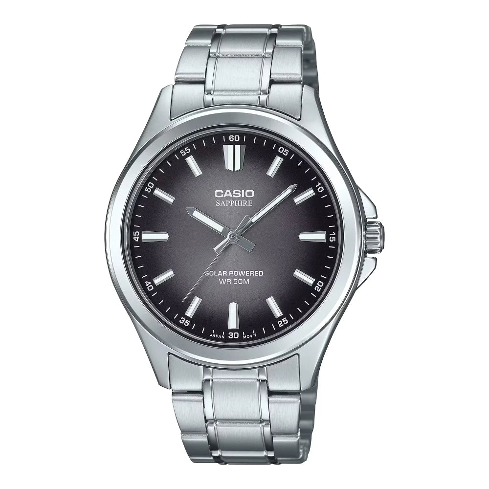 Reloj Casio Vintage MTS-RS100D-1A Plateado Solar Powered 41,7mm