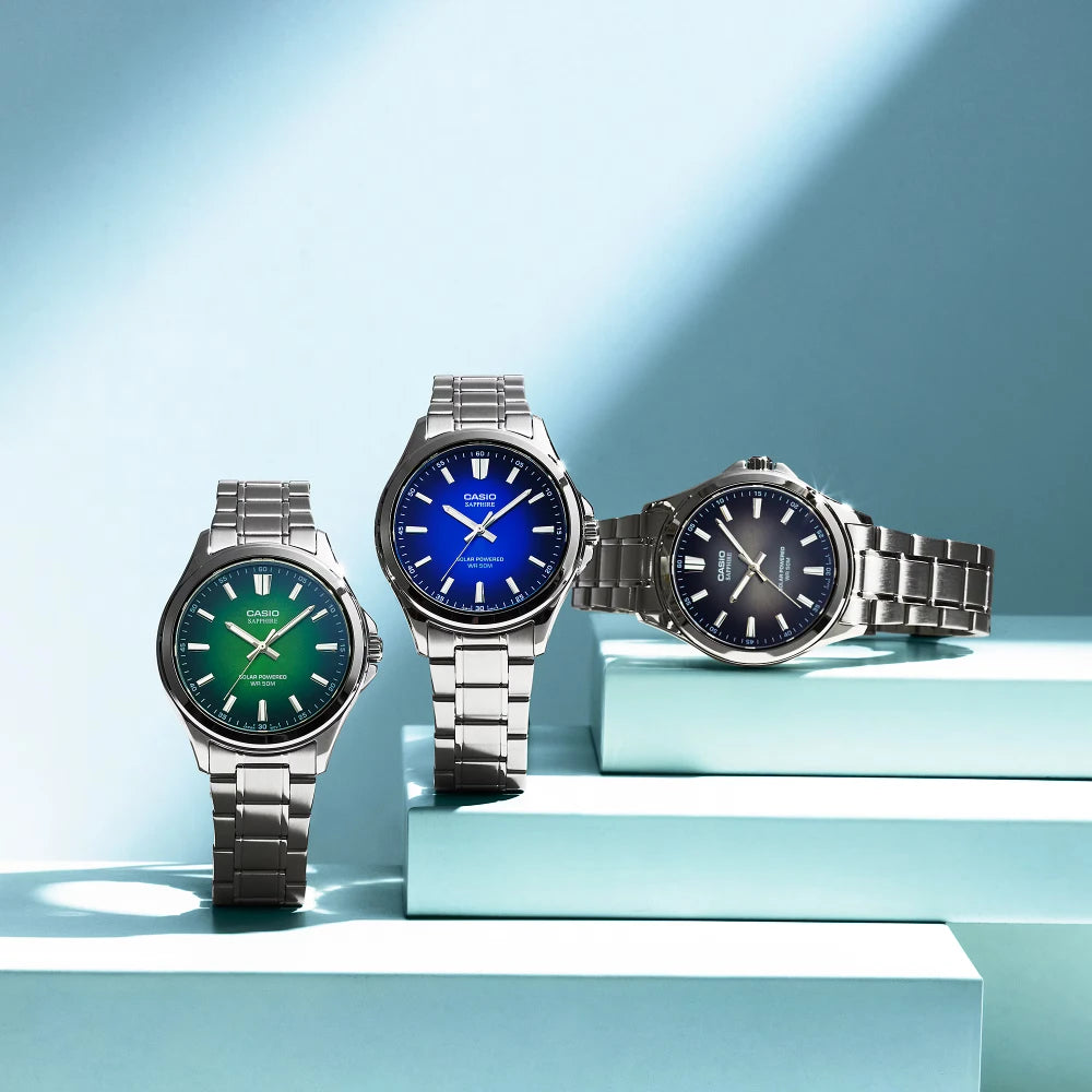 Reloj Casio Sapphire MTS-RS100D-3A Verde Tough Solar Acero 41,7mm
