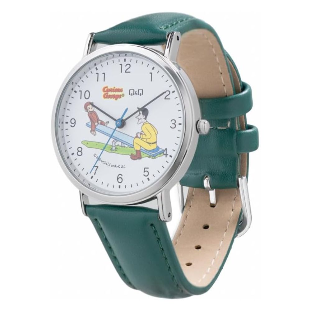 Reloj Q&Q JDM Q93B-500PK Curious George Verde 35 mm