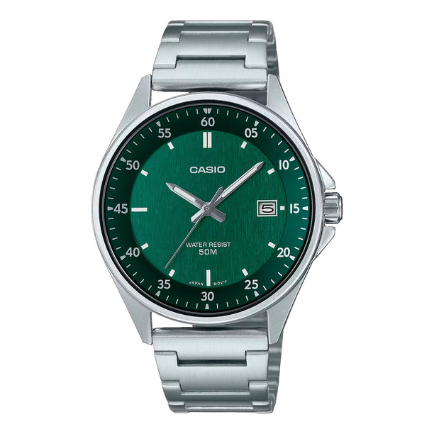 Reloj Casio Análogo MTP-E705D-3EVDF Dial Verde Acero Inoxidable 42mm
