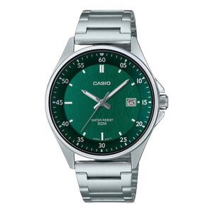 Reloj Casio Análogo MTP-E705D-3EVDF Dial Verde Acero Inoxidable 42mm